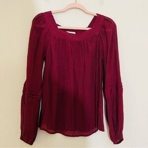 LC Lauren Conrad Long Sleeve Square Neck Top XS Red